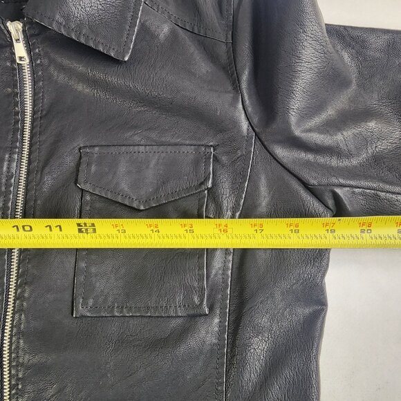 Baccini Faux Leather Jacket Woman's Black Size Medium Full Zip Pockets NWT - Picture 11 of 12